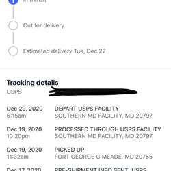 Usps - Verification of package being delayed since 19Dec2020