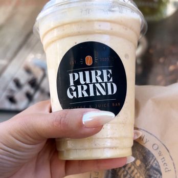 Pure Grind Coffee & Juice Bar - White chocolate mocha frappe - Coffee & Tea Near Me - Modesto, California Pure Grind Coffee & Juice Bar - White chocolate mocha frappe - Coffee & Tea Near Me - Modesto, California
