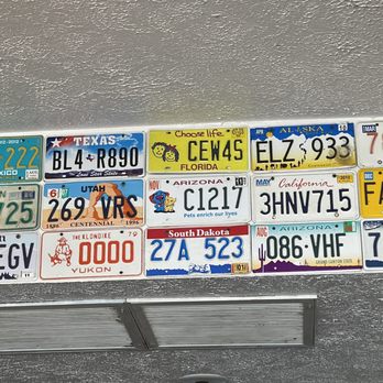 Stanford Inn cafe & bar - license plates on the wall - New American Near Me - Salome, Arizona Stanford Inn cafe & bar - license plates on the wall - New American Near Me - Salome, Arizona