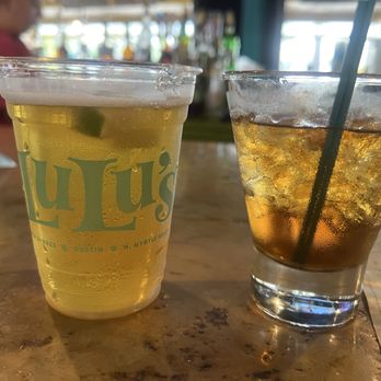 LuLu's Gulf Shores - Landshark draft and a bourbon cocktail! - Seafood Near Me - Gulf Shores, Alabama LuLu's Gulf Shores - Landshark draft and a bourbon cocktail! - Seafood Near Me - Gulf Shores, Alabama