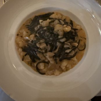 Il Cortile Ristorante - Squid ink pasta with lobster - Italian Near Me - Paso Robles, California Il Cortile Ristorante - Squid ink pasta with lobster - Italian Near Me - Paso Robles, California