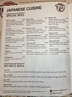 Menu photo 5 TJ Golden Bowl Little Elm, TX