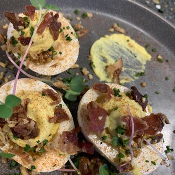 Sig Brewing Company - Deviled eggs - didn't say they had bacon, so I picked that off and only had one. Super good, but personally I wouldn't order again - Pizza Near Me - Tacoma, Washington Sig Brewing Company - Deviled eggs - didn't say they had bacon, so I picked that off and only had one. Super good, but personally I wouldn't order again - Pizza Near Me - Tacoma, Washington
