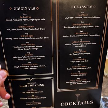 Inkwell Tavern - Inkwell signature cocktails menu. "Oxford Comma" is my favorite. - Cocktail Bars Near Me - Burbank, California