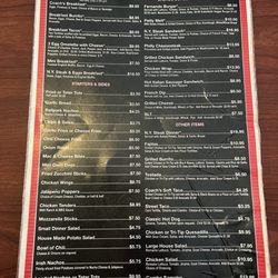 Coach's Sports Bar & Grill - Menu as of 12/21/24
