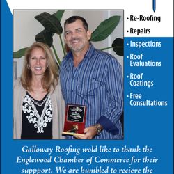 Galloway Roofing - Galloway Roofing is a proud member of the Englewood Chamber of Commerce, Boca Chamber of Commerce, Placida Rotary, CDBIA & FBA.