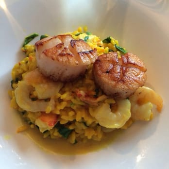 Caleb's American Kitchen - Seafood risotto with seared scallops. - New American Near Me - Lahaska, Pennsylvania Caleb's American Kitchen - Seafood risotto with seared scallops. - New American Near Me - Lahaska, Pennsylvania