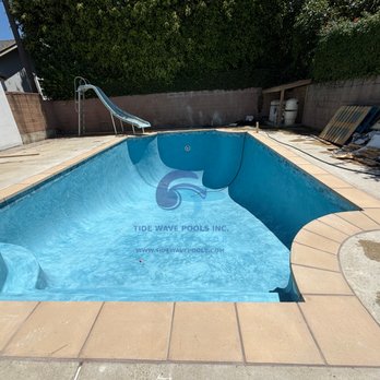Tide Wave Pools - Pool resurfacing w/ blue regular plaster. - Pool & Hot Tub Service Near Me Tide Wave Pools - Pool resurfacing w/ blue regular plaster. - Pool & Hot Tub Service Near Me
