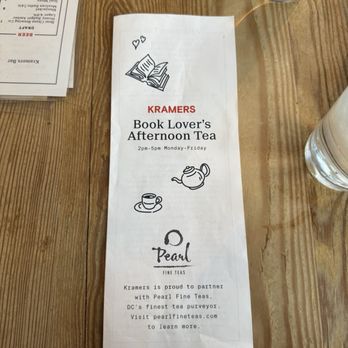 Kramers - Afternoon tea menu - Bookstores Near Me - Washington, DC, District of Columbia