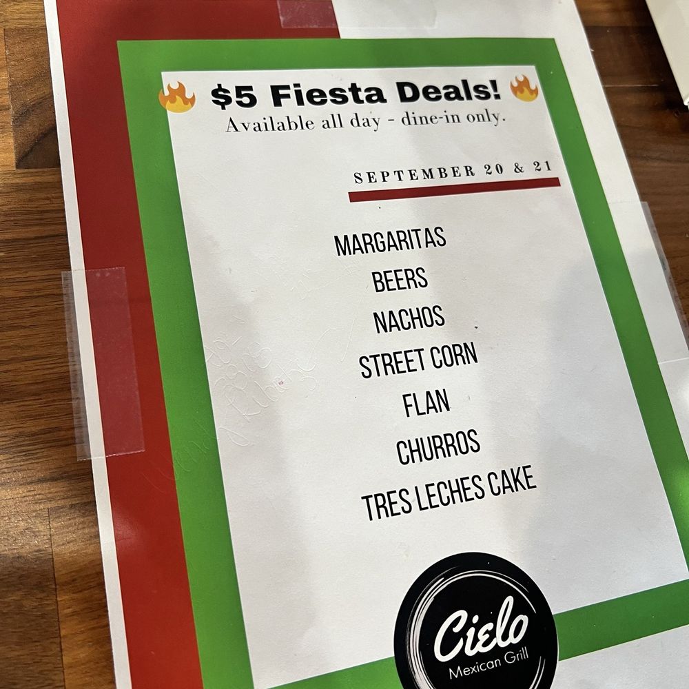 Cielo Mexican Grill - Specials - Mexican Near Me - Schaumburg, Illinois