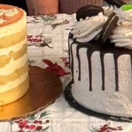 On the left: $84 Guava vanilla cake ...on the right: $25 Oreo cake from Lucky's On the left: $84 Guava vanilla cake ...on the right: $25 Oreo cake from Lucky's
