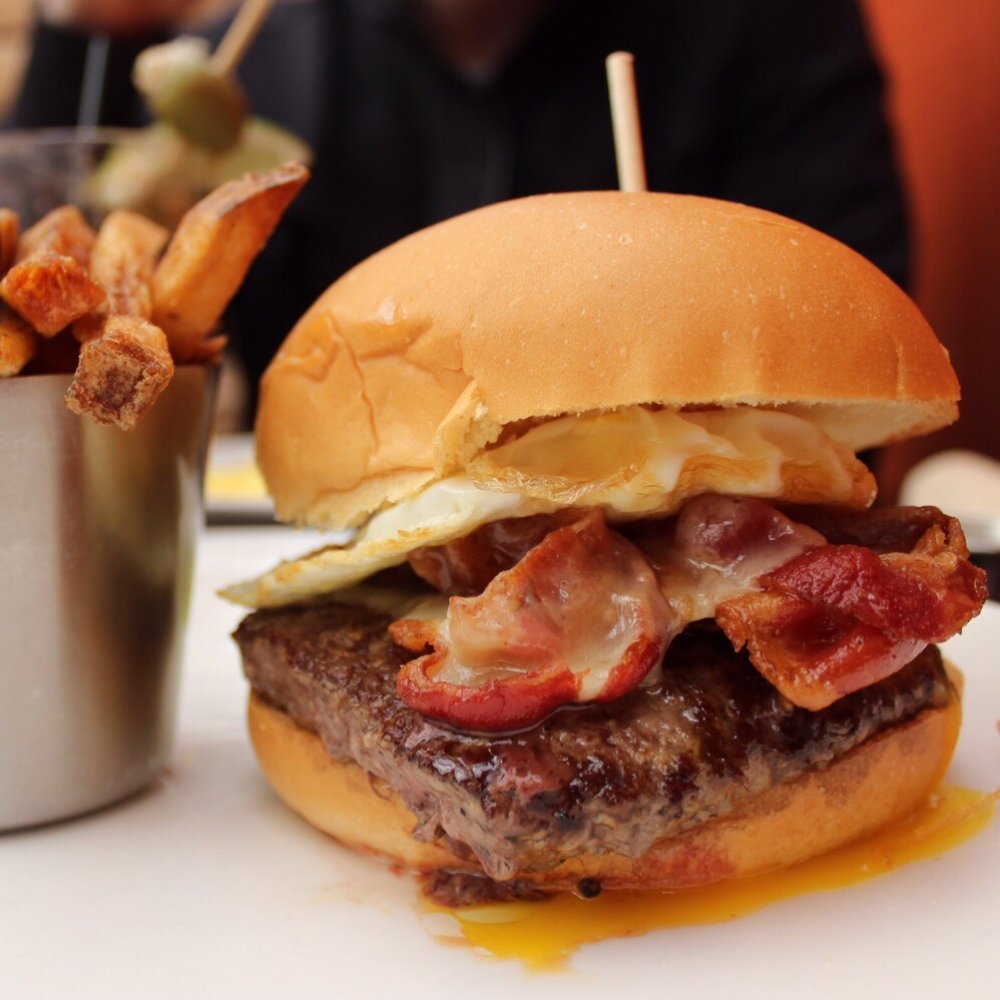 Hecks - Burger Au Cheval.. Sour cream, bacon, cheddar, fried egg. - Breakfast & Brunch Near Me - Cleveland, Ohio Hecks - Burger Au Cheval.. Sour cream, bacon, cheddar, fried egg. - Breakfast & Brunch Near Me - Cleveland, Ohio