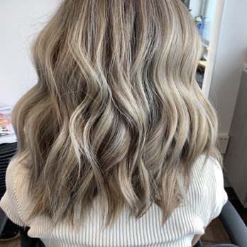 Nancy Vo - after photo: cool-toned blonde with shadow root - Hair Stylists Near Me - Huntington Beach, California