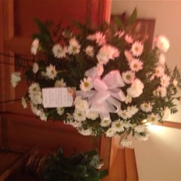 This is the spray.  Sorry photo is sideways.  Very disappointing after ordering a $100 pink and white carnation spray!