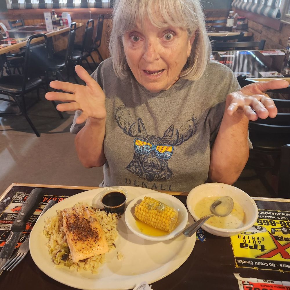 Red River Steakhouse - McLean - Kathi with her Salmon!! - Steakhouses Near Me - Mclean, Texas Red River Steakhouse - McLean - Kathi with her Salmon!! - Steakhouses Near Me - Mclean, Texas
