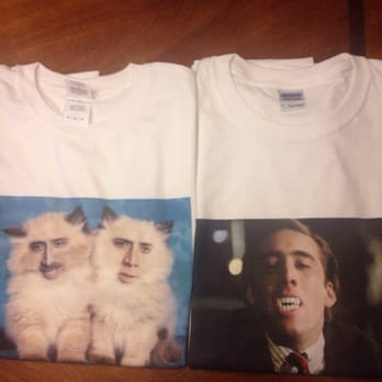 Waterloo Printing + Graphics - Nic Cage cats for me; 'Vampire's Kiss' Cage for my friend. - Screen Printing/T-Shirt Printing Near Me - Austin, Texas