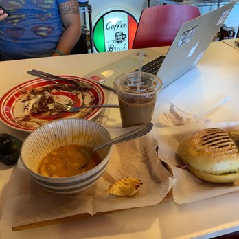 Coffee Break - White bean soup Prosciutto Panini Strawberry Nutella crepe  Cinnamon dolce iced coffee with coffee iced cubes - Cafes Near Me - Hackensack, New Jersey
