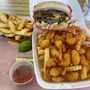 Burger Shack - Shrimp basket and a triple cheeseburger - Ice Cream & Frozen Yogurt Near Me - Carmichael, California