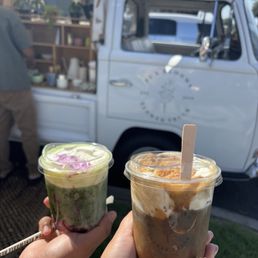 Banana Lumpia Hojicha and Winter Berry Matcha