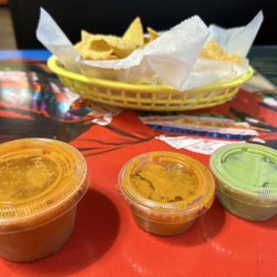 Complimentary chips and salsas...