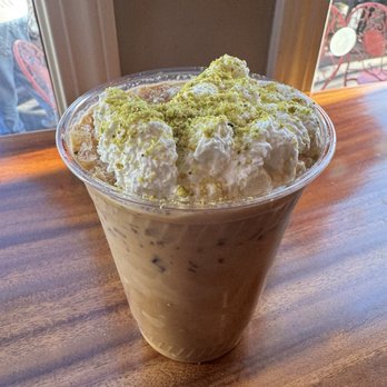 Zorek - Large Pistachio Latte with Oatmilk - $10.17, pretty pricey but honestly really good and strong with balance of pistachio creaminess - Cafes Near Me - San Bruno, California Zorek - Large Pistachio Latte with Oatmilk - $10.17, pretty pricey but honestly really good and strong with balance of pistachio creaminess - Cafes Near Me - San Bruno, California