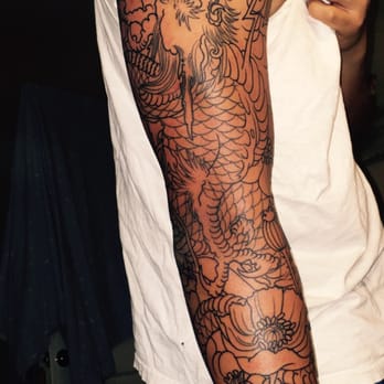King's Head Tattoo - "Dragon and Poppies" full sleeve by Ronan Harvey @ King Head Tattoo - Pacific Beach, San Diego CA. - Tattoo Near Me - San Diego, California King's Head Tattoo - "Dragon and Poppies" full sleeve by Ronan Harvey @ King Head Tattoo - Pacific Beach, San Diego CA. - Tattoo Near Me - San Diego, California