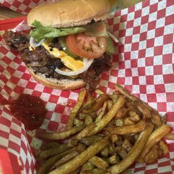 Cuero Seafood & Grill - Chubacca Burger Double with Fresh Fries