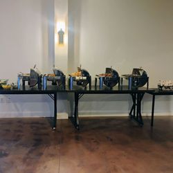 Buffet line. The floors are clean too.