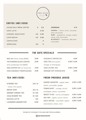 Menu photo 6 The Oats Kafé Toronto, ON Menu photo 6 The Oats Kafé Toronto, ON