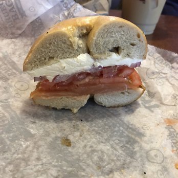 Bruegger's Bagels - Half of a smoked salmon sandwich - Bagels Near Me - Upper Arlington, Ohio