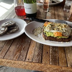 The Hub - Avocado toast with farm fresh egg and side of sausage