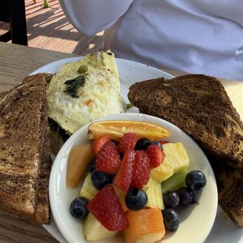 Bucksport Waterfront Restaurant - Greek omelette with rye toast and fruit - American Near Me - Bucksport, Maine Bucksport Waterfront Restaurant - Greek omelette with rye toast and fruit - American Near Me - Bucksport, Maine