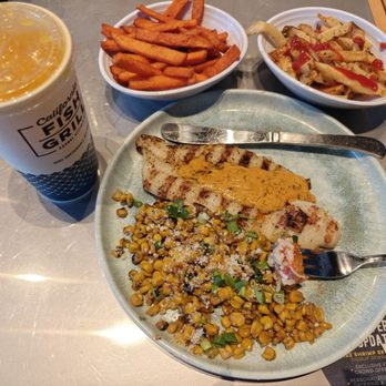 California Fish Grill - Grilled swai, corn and fries - Seafood Near Me - San Jose, California