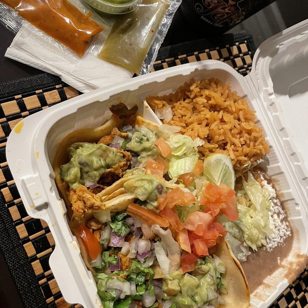 * Chicken soft tacos w/ rice & beans * * Chicken soft tacos w/ rice & beans *