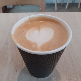 Destroyer - Sunchoke caramel latte $5.50 - DELICIOUS! Sad it wasn't in a "for here" cup. I think they ran out. - New American Near Me - Culver City, California