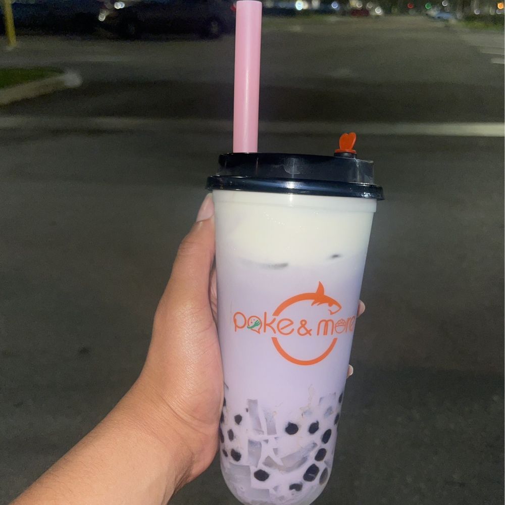 Taro Milk Tea with Tapioca and Lychee Jelly Taro Milk Tea with Tapioca and Lychee Jelly