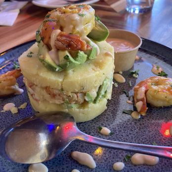 Coya Peruvian Secret - Causa shrimp. It's gotten smaller over the years. - Peruvian Near Me - Del Mar, California Coya Peruvian Secret - Causa shrimp. It's gotten smaller over the years. - Peruvian Near Me - Del Mar, California