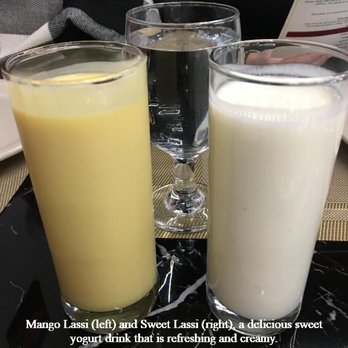 Yellow Handi Indian Cuisine - Mango Lassi (left) and Sweet Lassi (right), delicious sweet yogurt drink that is refreshingly creamy. - Indian Near Me - Conyers, Georgia Yellow Handi Indian Cuisine - Mango Lassi (left) and Sweet Lassi (right), delicious sweet yogurt drink that is refreshingly creamy. - Indian Near Me - Conyers, Georgia