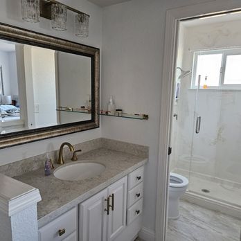 Gary S Warren - a bathroom with a sink and shower - General Contractors Near Me - Livermore, California Gary S Warren - a bathroom with a sink and shower - General Contractors Near Me - Livermore, California