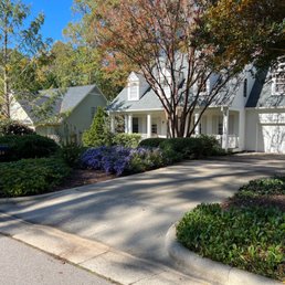 Pruned shrubs and perennials.