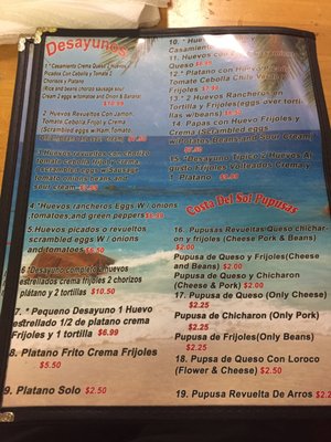 Menu photo 5 La Costa Del Sol Las Vegas, NV Menu photo 5 La Costa Del Sol Las Vegas, NV