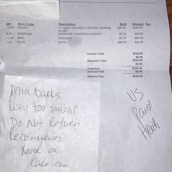 All Pets Boarding Resort - This note was rude and unprofessional - Pet Groomers Near Me - Loomis, California