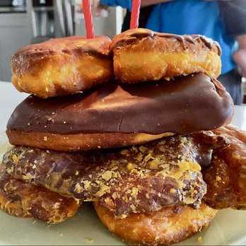 Round Rock Donuts - Self-made bday cake with their donuts (lol) - Donuts Near Me - Cedar Park, Texas
