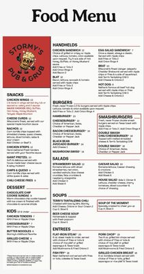 Menu photo 2 Stormy’s Pub and Grub Hudson, WI Menu photo 2 Stormy’s Pub and Grub Hudson, WI