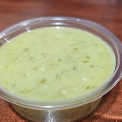 Green creamy salsa worth the perfect amount of heat!