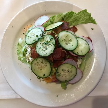 BrickTop's - Wedge Salad w/ Blue Cheese & Bacon! Tomatoes & cucumbers, too! Fresh & delicious! - New American Near Me - Palm Beach, Florida BrickTop's - Wedge Salad w/ Blue Cheese & Bacon! Tomatoes & cucumbers, too! Fresh & delicious! - New American Near Me - Palm Beach, Florida