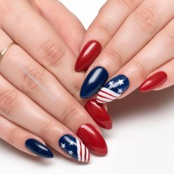 A Plus Nail Salon - Red Deep Blue & White for JULY 4th