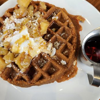 Cafe Flora - Carrot cake waffle - Vegetarian Near Me - Seattle, Washington Cafe Flora - Carrot cake waffle - Vegetarian Near Me - Seattle, Washington