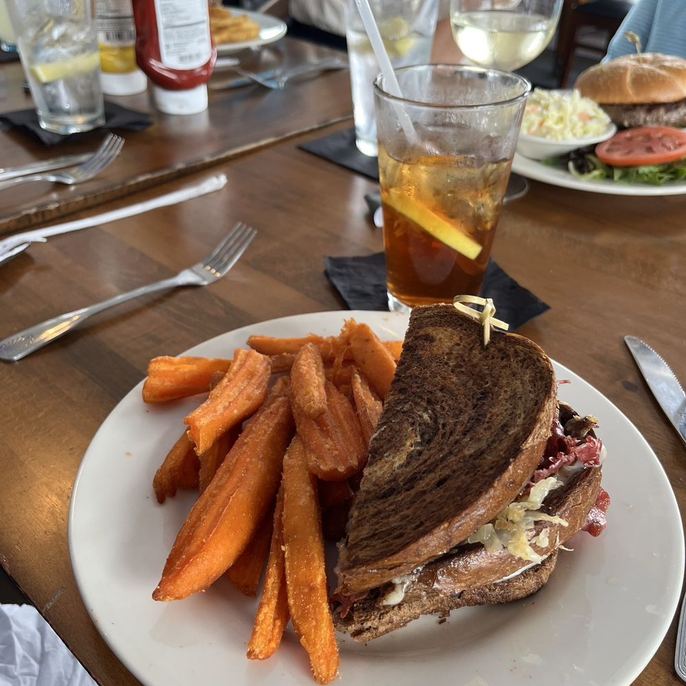 Lake Eustis Waterfront Grille - Reuben sandwich with sweet potato fries. - Seafood Near Me - Eustis, Florida