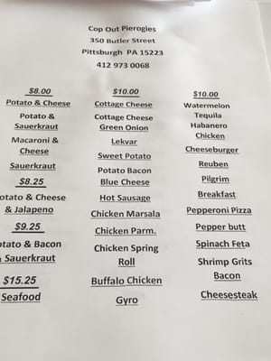 Menu photo 8 Cop Out Pierogies Pittsburgh, PA Menu photo 8 Cop Out Pierogies Pittsburgh, PA